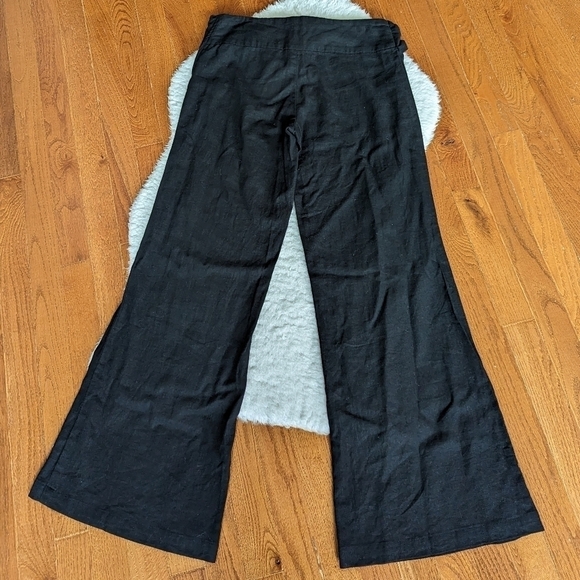 Vero MODA Linen Blend editor wrap pant low rise black wide leg 34 / xs / 0-2 - Picture 2 of 9